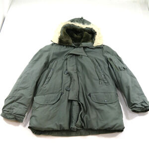 Military N-3B Parka Extreme Cold Weather Snorkel Coat Greenbrier Sz L 1980s